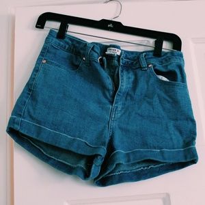 Muted blue denim shorts